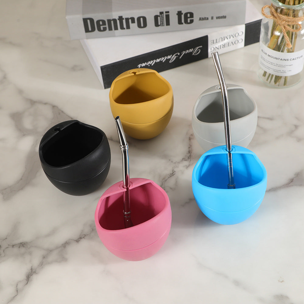 180ml silicone yerba mate gourd with bombilla