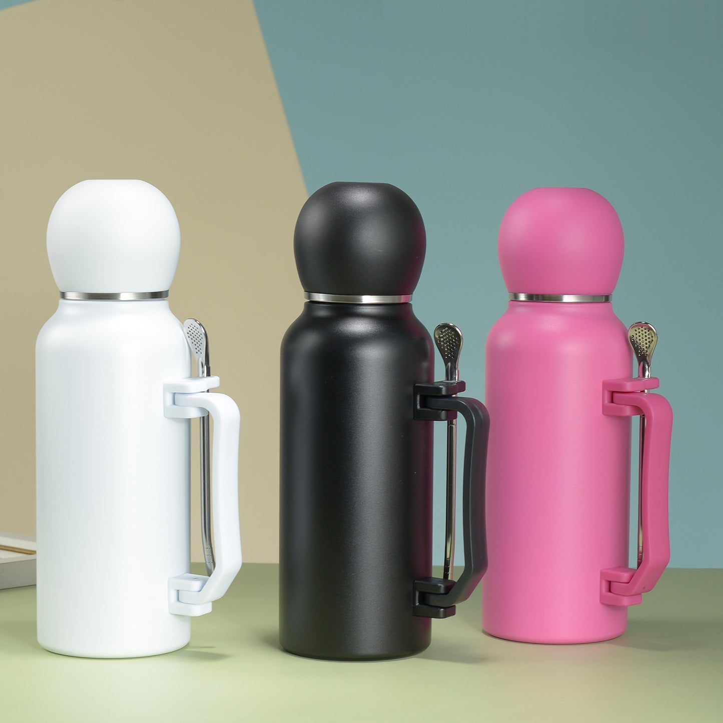 1.3L Outdoor 304 Stainless Steel Thermos With handle and mate cup, including bombilla