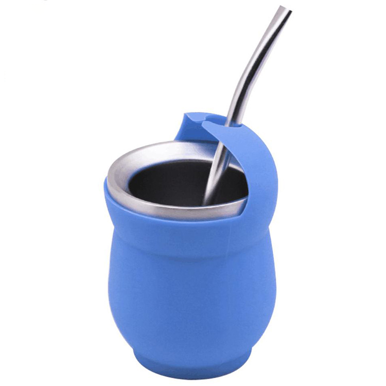 140ML Stainless Steel Yerba Mate Gourd With Silicone cover, Including Bombilla Straw
