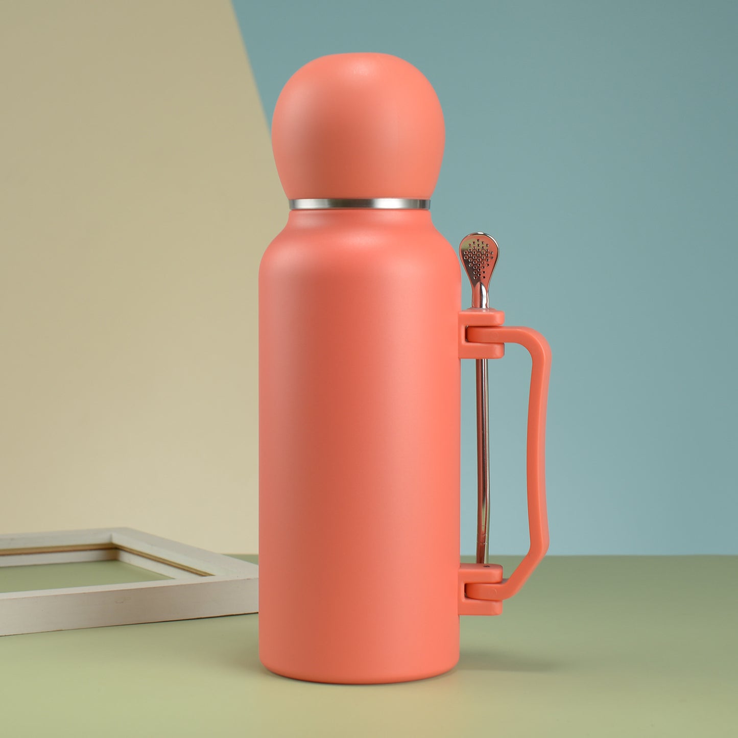 1.3L Outdoor 304 Stainless Steel Thermos With handle and mate cup, including bombilla