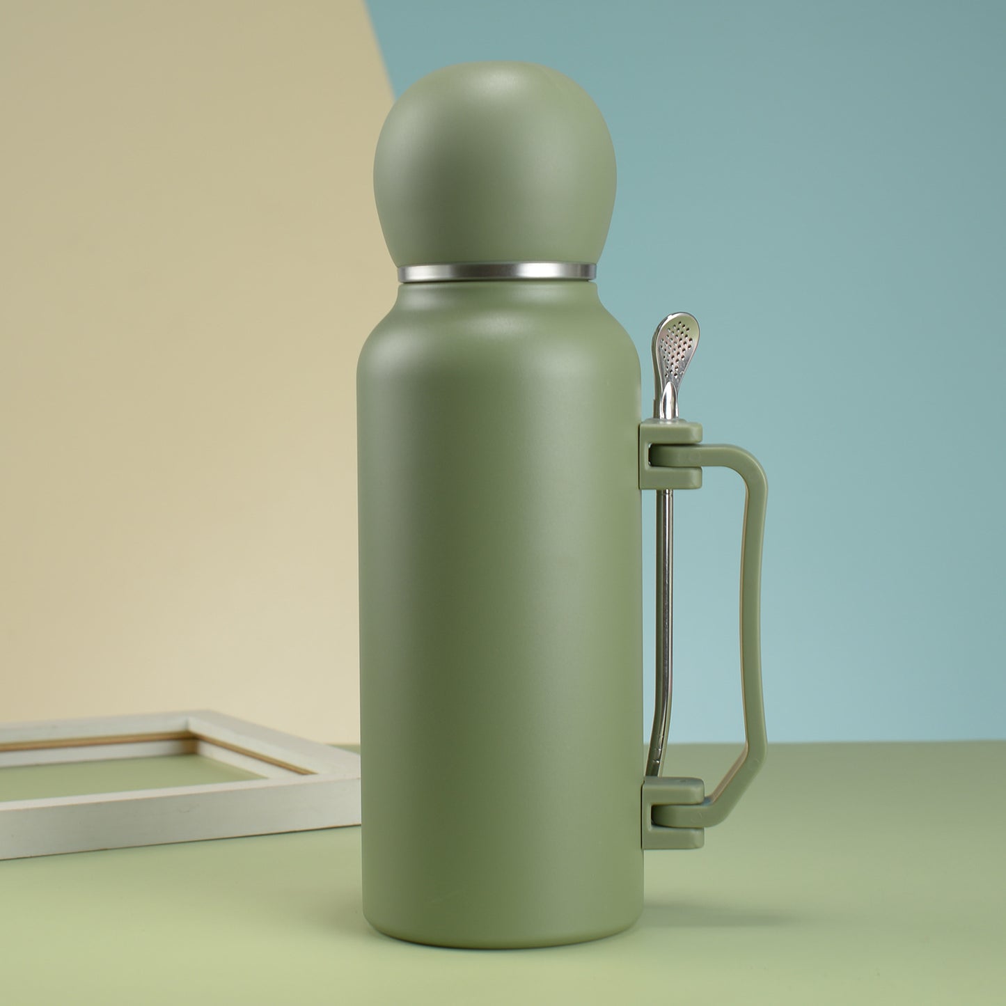 1.3L Outdoor 304 Stainless Steel Thermos With handle and mate cup, including bombilla