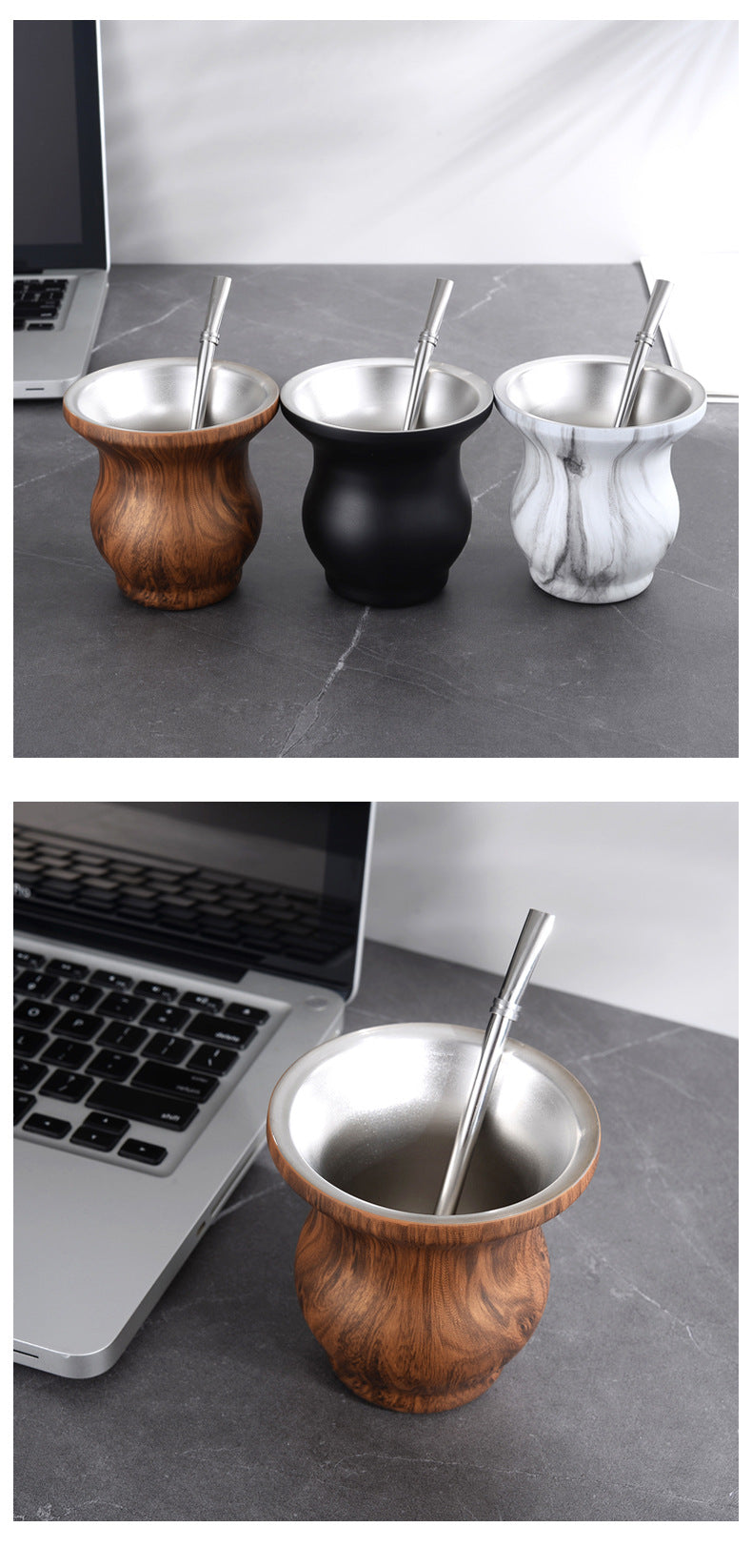 240ML/8OZ South America Stainless Steel Yerba Mate Mug, Yerba Mate Gourd With Straw