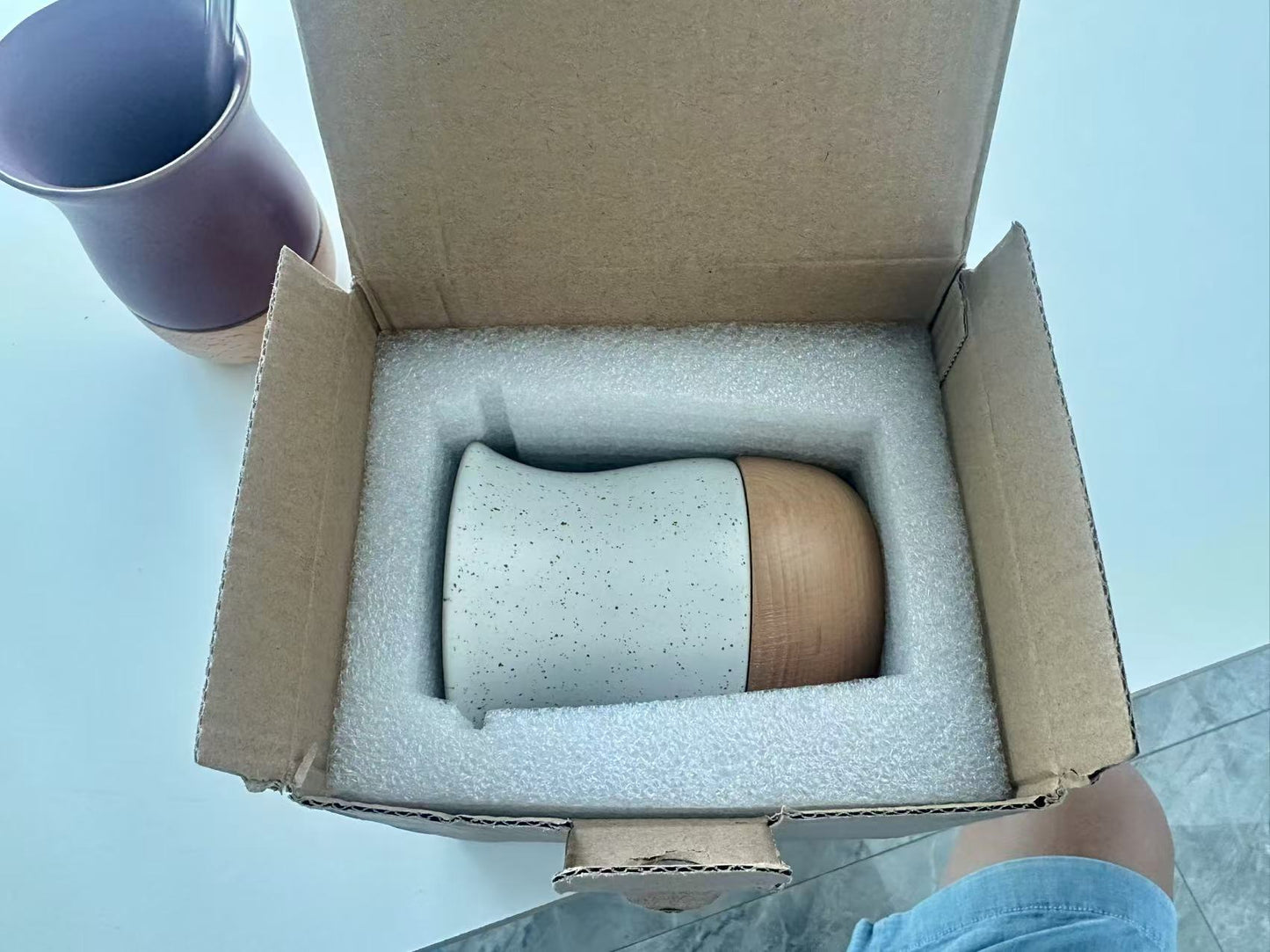260ml Ceramic and wooden Yerba Mate Gourd Cup