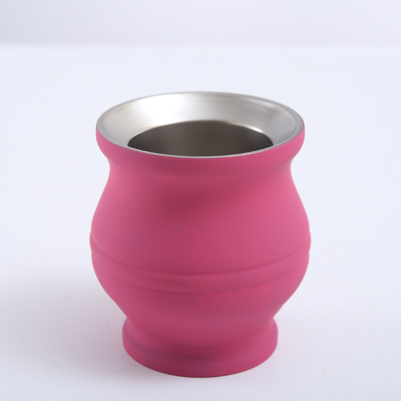 240ml Double Wall Stainless Steel Yerba Mate Cup Mate Gourd with Bombilla mate Straw Set