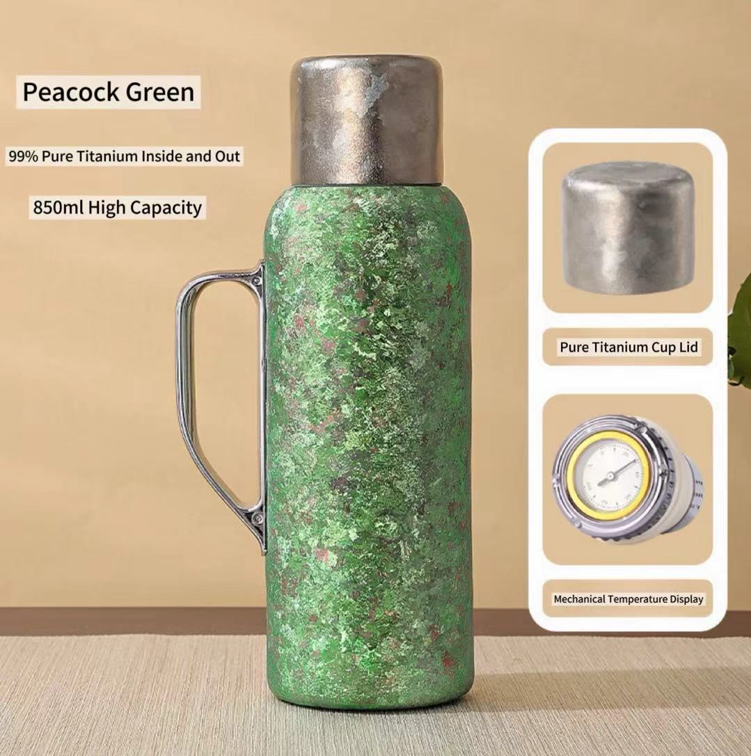 New Design 850ml Big Size Thermometric Stewed Teapot Titanium Leakproof Flasks Vacuum Thermos