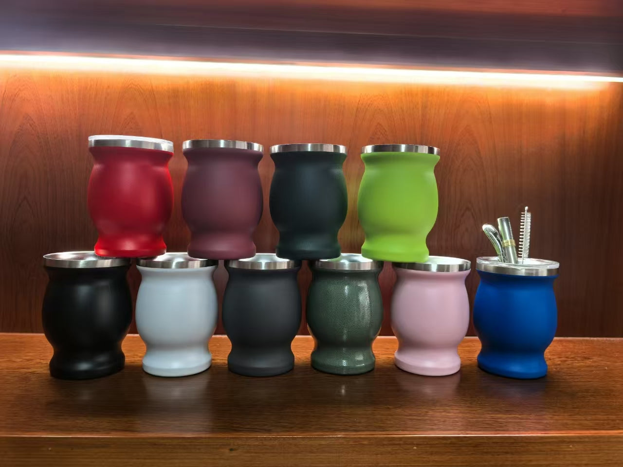 Calabaza del compañero de la taza de Yerba Mate del acero inoxidable de la pared doble argentina modificada para requisitos particulares del logotipo 8oz