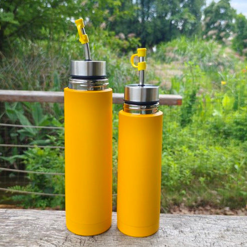 South American mate tea cup, outdoor sports water bottle, bullet style, double-walled, multi-functional, 3-in-1 press lid thermos flask.